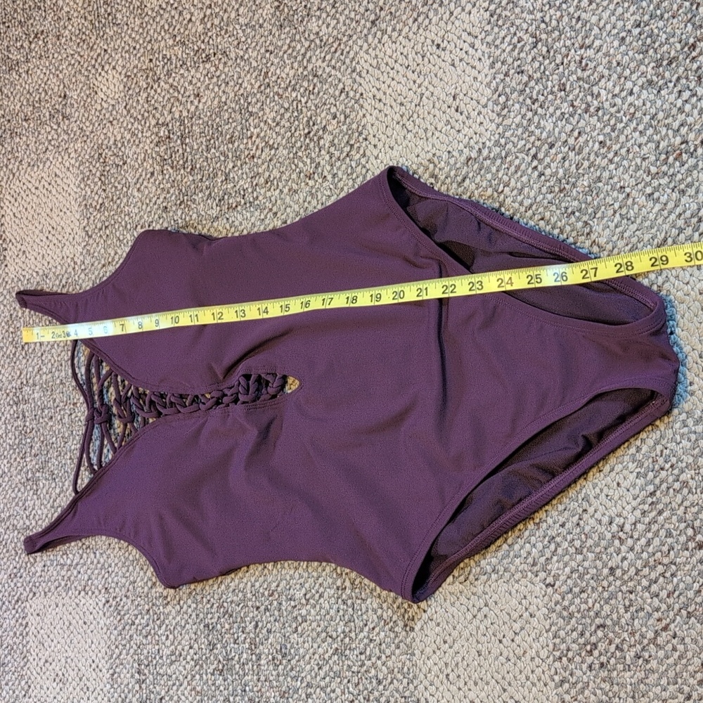 Bleu Rod Beattie Knotty But Nice Lace Down One Piece Swimsuit Plum Purple Swim - Picture 5 of 9